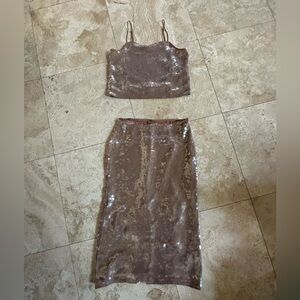 Madewell sequin tank and skirt set